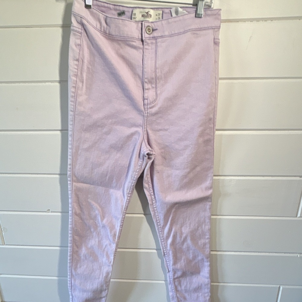 Hollister Women's Skinny Jeans Light Purple Denim Light Wash Button Zip 5-Pocket